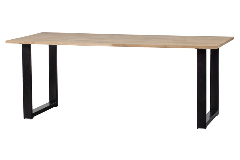 TABEA Matbord U-Formade Ben 220 cm Obehandlat Ek/Svart - Möbler - Matplats - Matbord & köksbord