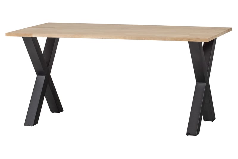 TABEA Matbord X-Formade Ben 160 cm Obehandlat Ek/Svart - Möbler - Matplats - Matbord & köksbord