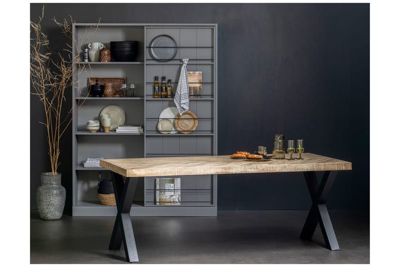 TABEA Matbord X-Formade Ben 180 cm Spetskypert/Natur/Svart - Möbler - Matplats - Matbord & köksbord