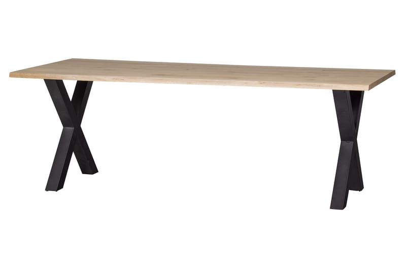 TABEA Matbord X-Formade Ben 220 cm Ek/Svart - Bord - Matbord & köksbord