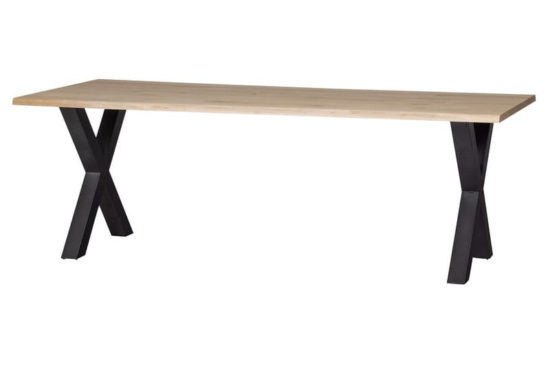 TABEA Matbord X-Formade Ben 220 cm Ek/Svart - Möbler - Matplats - Matbord & köksbord