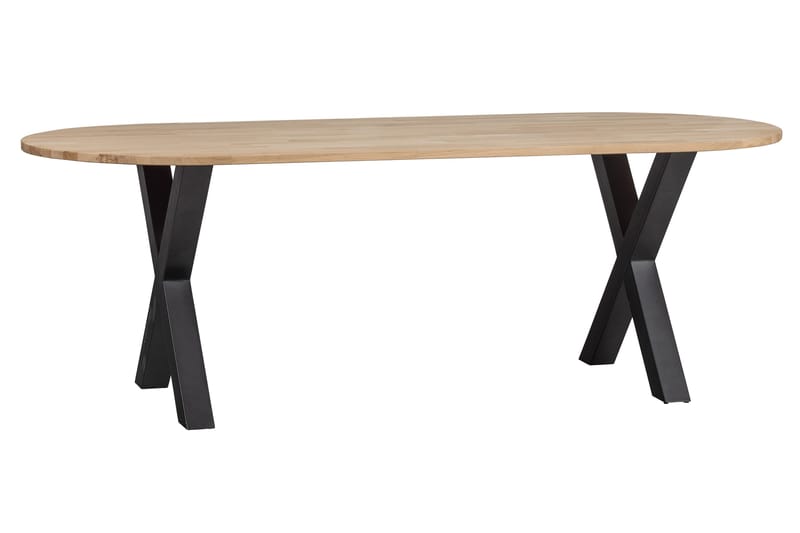 TABEA Matbord X-Formade Ben 220 cm Ovalt Ek/Svart - Möbler - Matplats - Matbord & köksbord