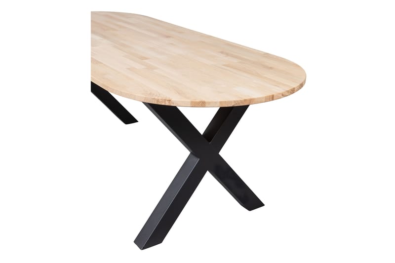 TABEA Matbord X-Formade Ben 220 cm Ovalt Ek/Svart - Möbler - Matplats - Matbord & köksbord