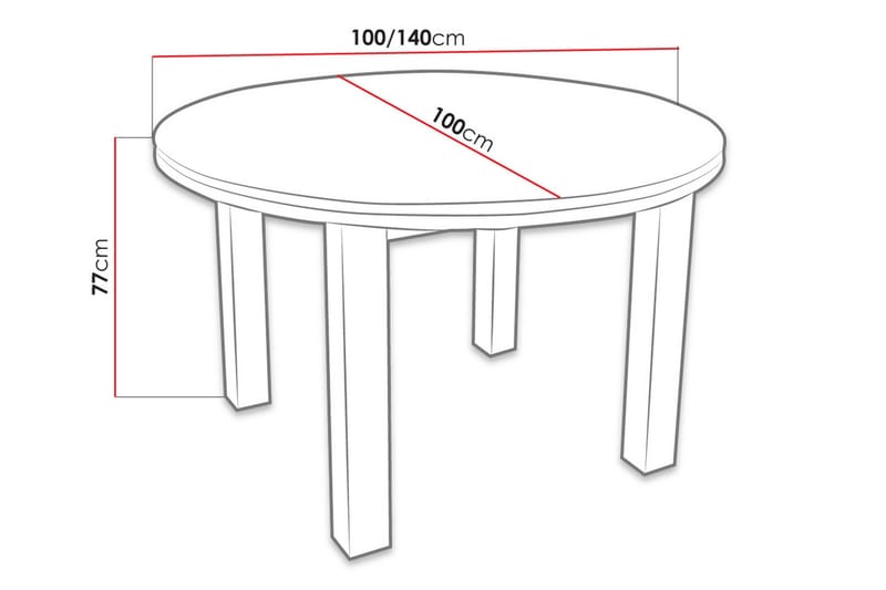 Tabell Förlängningsbart matbord 100 cm - Vit - Möbler - Matplats - Matbord & köksbord