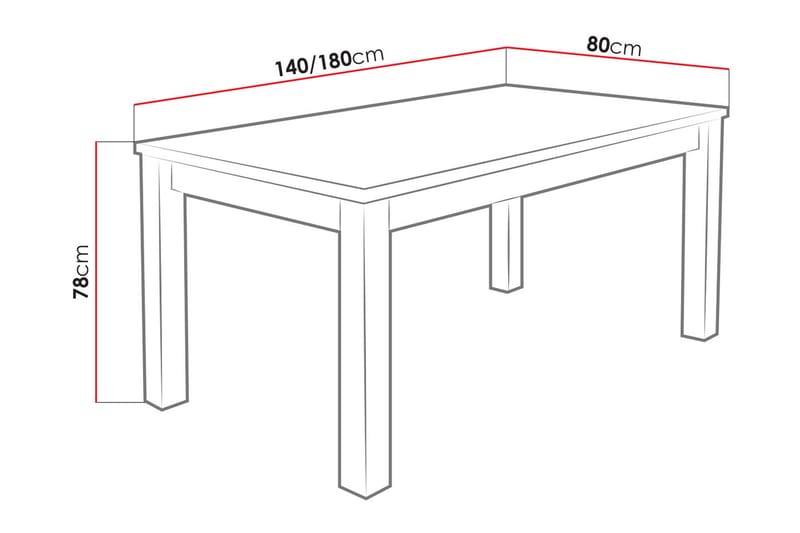 Tabell Matbord 140x80x78 cm - Vit - Möbler - Matplats - Matbord & köksbord