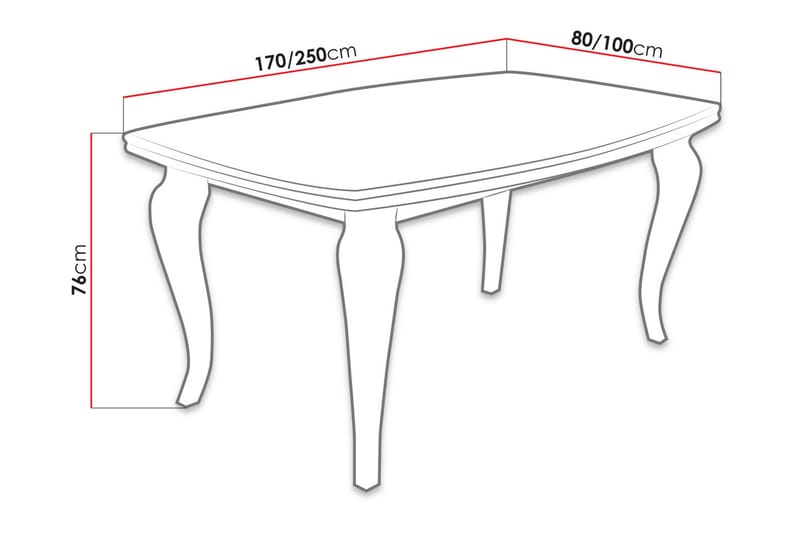 Tabell Matbord 170x100x76 cm - Vit - Möbler - Matplats - Matbord & köksbord