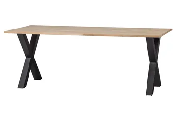Tablo Matbord X-Formade Ben 220 cm Obehandlat - Ek/Svart - Möbler - Matplats - Matbord & köksbord
