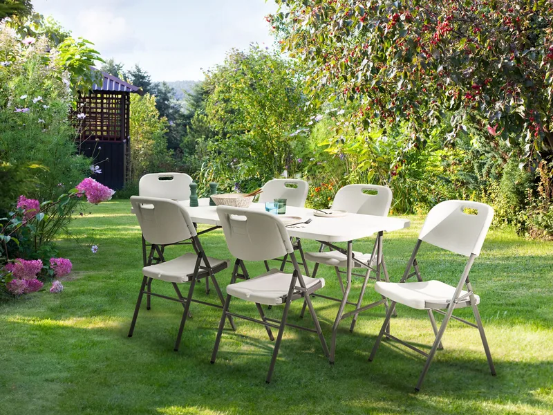 Matbord utomhus För 6 Personer Cugnoli 180 cm 74 cm - Vit/Silver - Utemöbler - Trädgårdsbord & Utebord - Matbord ute