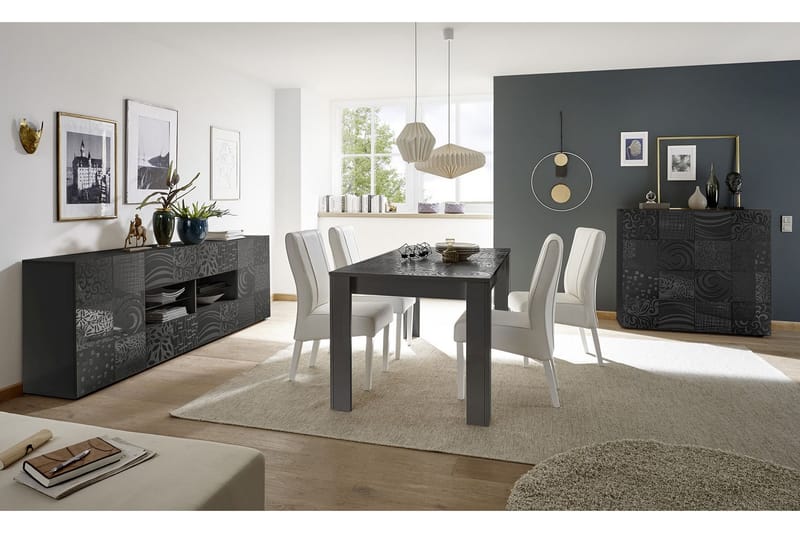 WALENS Förlängningsbart Matbord 180 Vit/Beige/Svart/Grå - Möbler - Bord