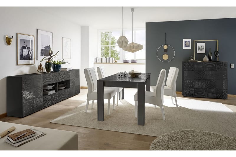 WALENS Förlängningsbart Matbord 180 Vit/Beige/Svart/Grå - Möbler - Bord