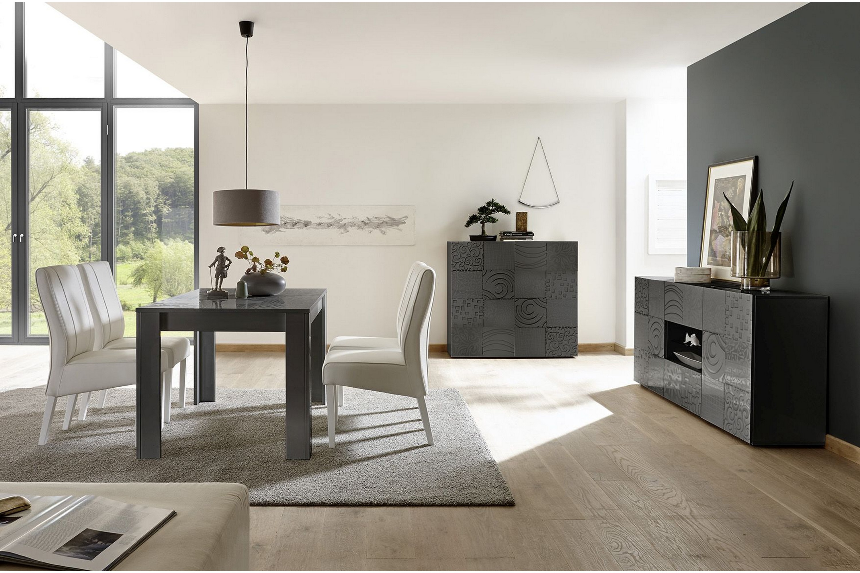 walens förlängningsbart matbord 180 vit/beige/svart/grå -