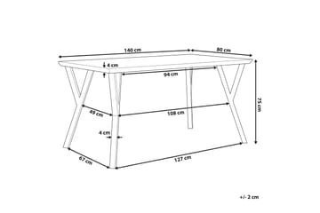 Willanna Rektangulärt Matbord 140 cm i Trä med Ek- och Metallutseende - Ljusbrun - M öbler - Matplats - Matbord & köksbord