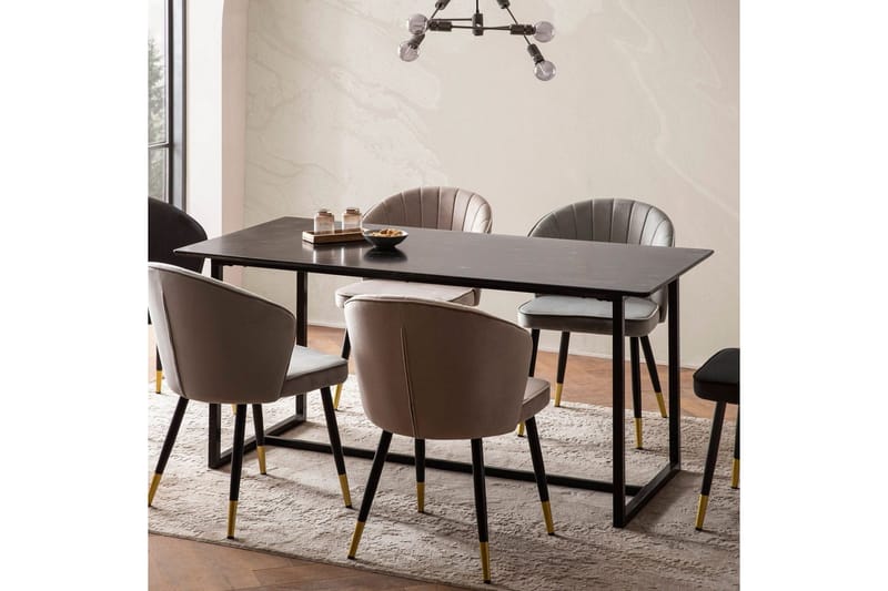 Matbord Wohnling Industriell loftstil, MDF med metallben med gyllene spets Marmor, Svart, 120x60 cm - Marmor, Svart, 120x60 cm - Möbler - Matplats - Matbord & köksbord