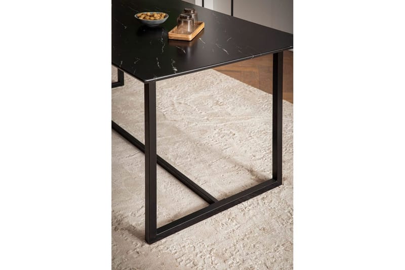 Matbord Wohnling Industriell loftstil, MDF med metallben med gyllene spets Marmor, Svart, 160x80 cm - Marmor, Svart, 160x80 cm - Möbler - Matplats - Matbord & köksbord