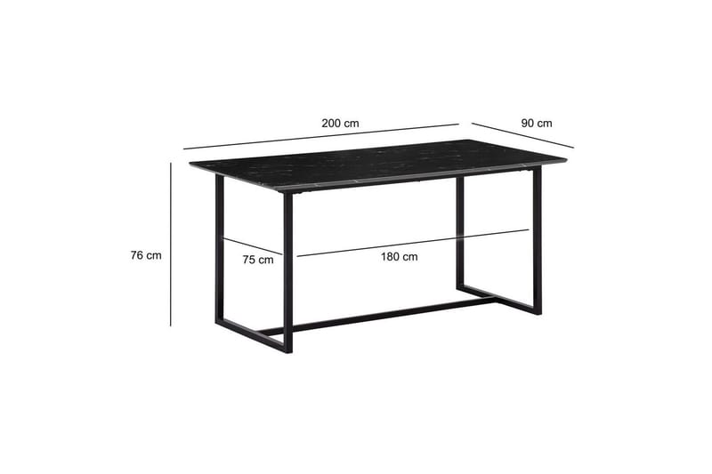 Matbord Wohnling Industriell loftstil, MDF med metallben med gyllene spets Marmor, Svart, 200x90 cm - Marmor, Svart, 200x90 cm - Möbler - Matplats - Matbord & köksbord