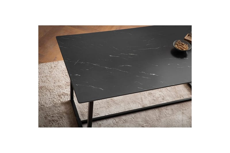 Matbord Wohnling Industriell loftstil, MDF med metallben med gyllene spets Marmor, Svart, 200x90 cm - Marmor, Svart, 200x90 cm - Möbler - Matplats - Matbord & köksbord