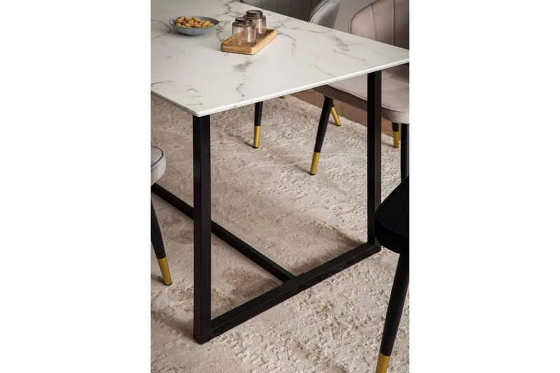 Matbord Wohnling Industriell loftstil, MDF med metallben med gyllene spets Marmor, Vit, 160x80 cm - Marmor, Vit, 160x80 cm - Möbler - Matplats - Matbord & köksbord