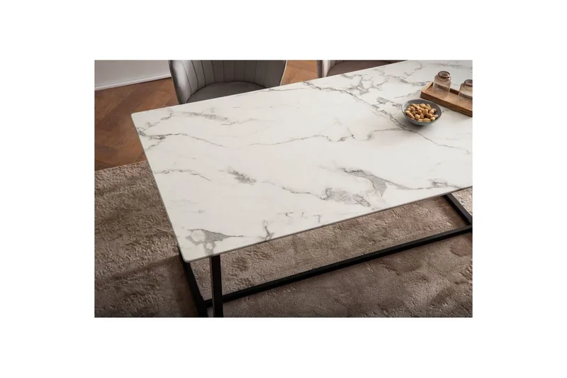Matbord Wohnling Industriell loftstil, MDF med metallben med gyllene spets Marmor, Vit, 160x80 cm - Marmor, Vit, 160x80 cm - Möbler - Matplats - Matbord & köksbord