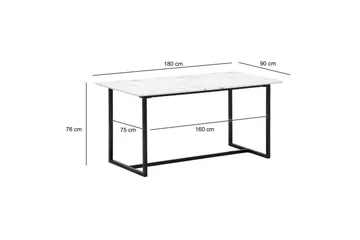 Matbord Wohnling Industriell loftstil, MDF med metallben med gyllene spets Marmor, Vit, 180x90 cm - Marmor, Vit, 180x90 cm - Möbler - Matplats - Matbord & köksbord