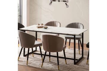 Matbord Wohnling Industriell loftstil, MDF med metallben med gyllene spets Marmor, Vit, 180x90 cm - Marmor, Vit, 180x90 cm - Möbler - Matplats - Matbord & köksbord