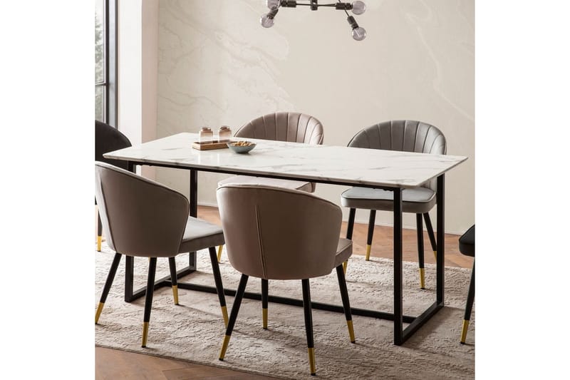 Matbord Wohnling Industriell loftstil, MDF med metallben med gyllene spets Marmor, Vit, 180x90 cm - Marmor, Vit, 180x90 cm - Möbler - Matplats - Matbord & köksbord