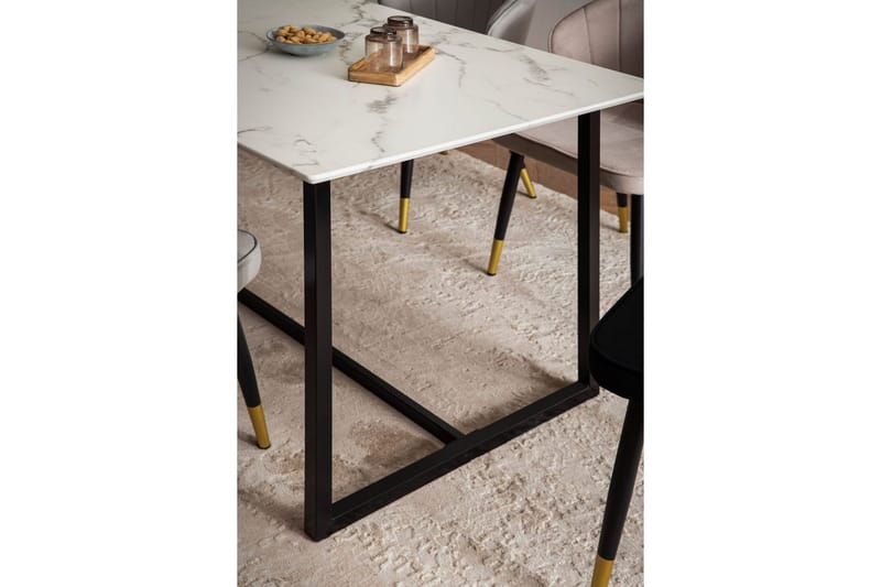 Matbord Wohnling Industriell loftstil, MDF med metallben med gyllene spets Marmor, Vit, 180x90 cm - Marmor, Vit, 180x90 cm - Möbler - Matplats - Matbord & köksbord