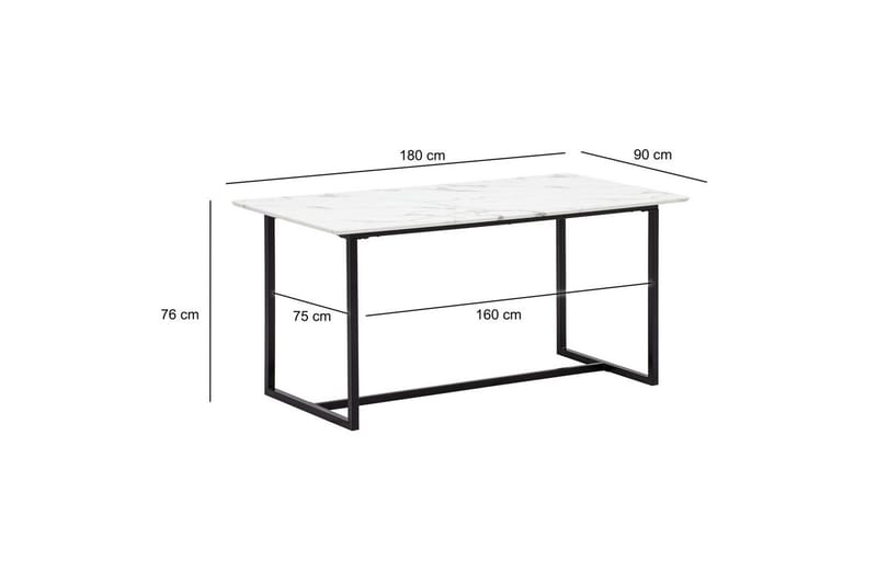 Matbord Wohnling Industriell loftstil, MDF med metallben med gyllene spets Marmor, Vit, 180x90 cm - Marmor, Vit, 180x90 cm - Möbler - Matplats - Matbord & köksbord