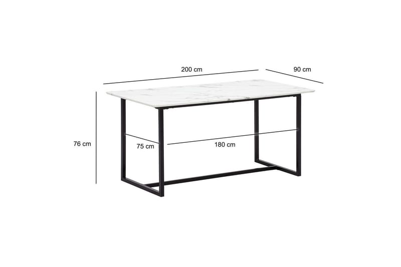 Matbord Wohnling Industriell loftstil, MDF med metallben med gyllene spets Marmor, Vit, 200x90 cm - Marmor, Vit, 200x90 cm - Möbler - Matplats - Matbord & köksbord