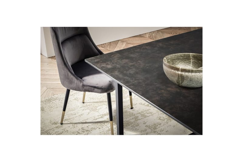 Matbord Wohnling Keramik Klassisk Medar Bas Metallram Svart, marmor svart - Svart, marmor svart - Möbler - Matplats - Matbord & köksbord