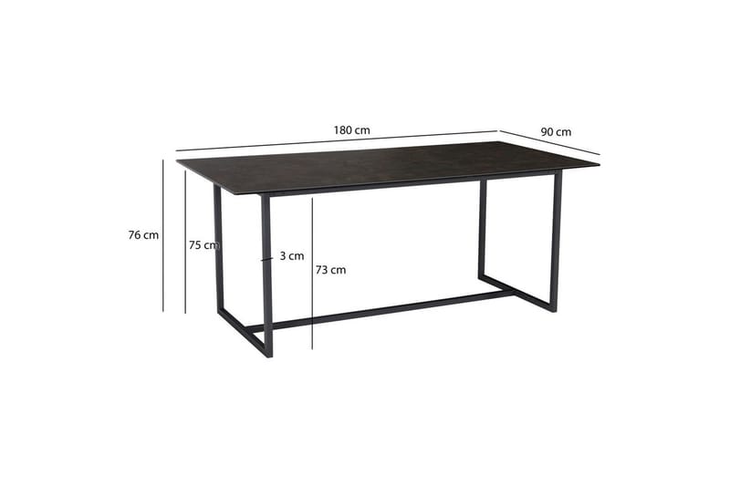 Matbord Wohnling Keramik Klassisk Medar Bas Metallram Svart, marmor svart - Svart, marmor svart - Möbler - Matplats - Matbord & köksbord