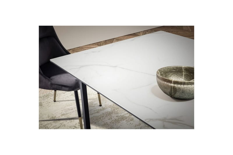 Matbord Wohnling Keramik Klassisk Medar Bas Metallram Svart, marmor vit - Svart, marmor vit - Möbler - Matplats - Matbord & köksbord