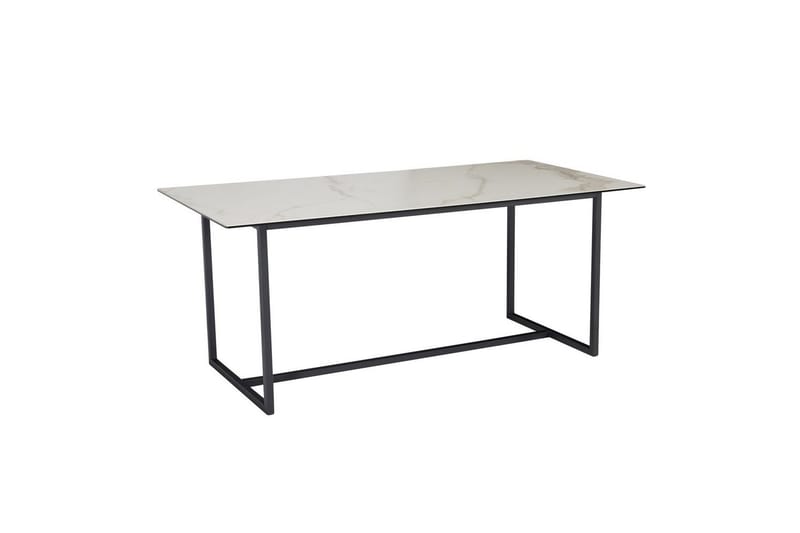 Matbord Wohnling Keramik Klassisk Medar Bas Metallram Svart, marmor vit, Svart, marmor vit