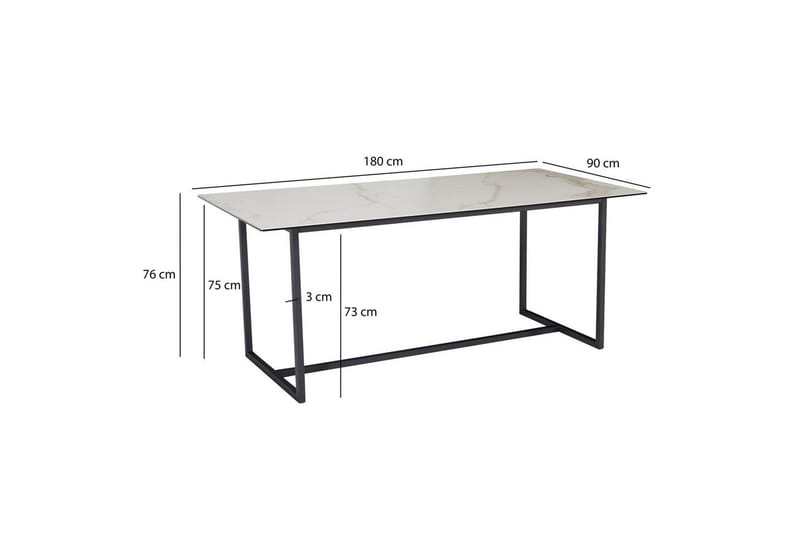 Matbord Wohnling Keramik Klassisk Medar Bas Metallram Svart, marmor vit - Svart, marmor vit - Möbler - Matplats - Matbord & köksbord