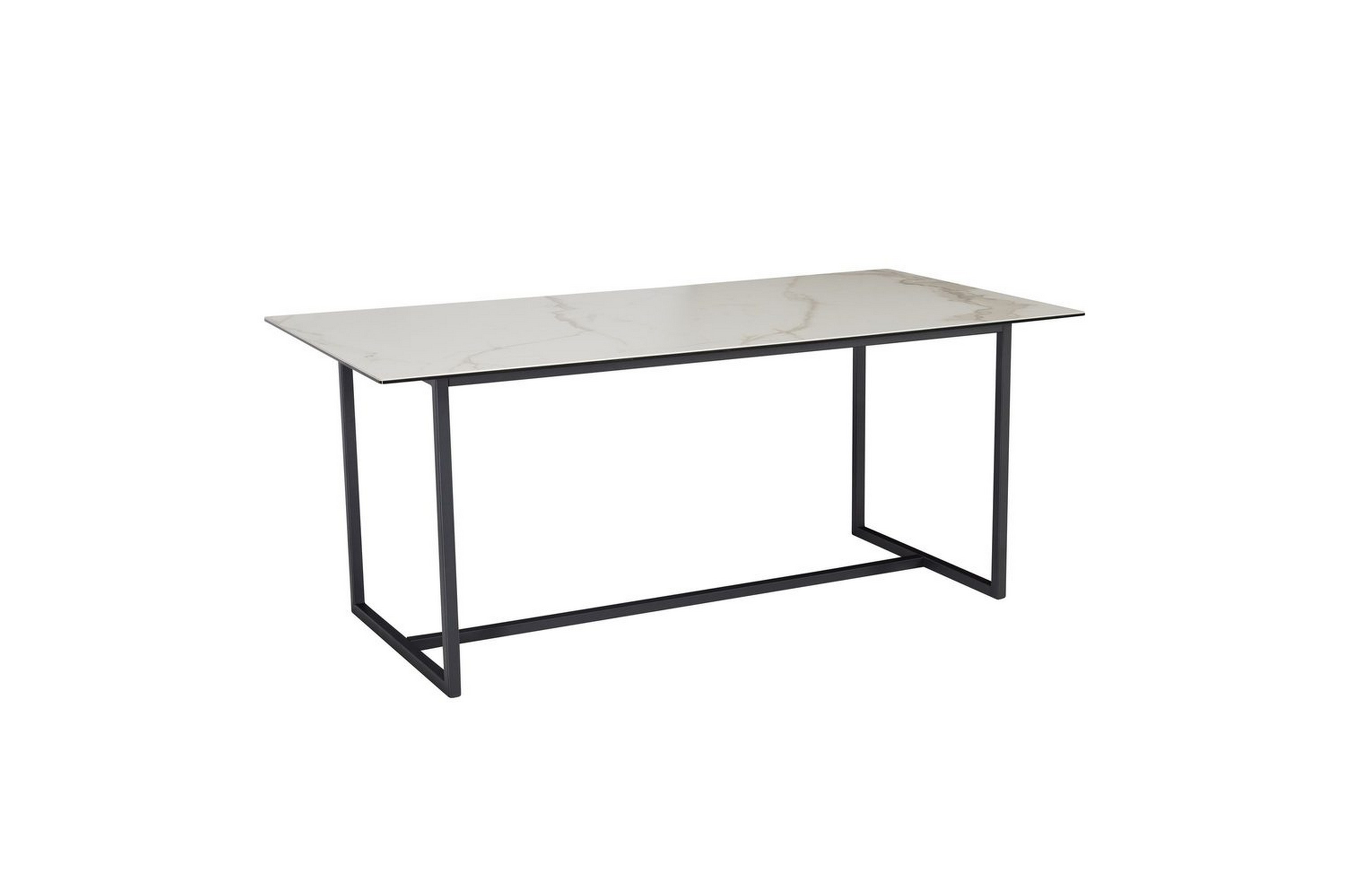 matbord wohnling keramik klassisk medar bas metallram svart, marmor vit - svart, marmor vit