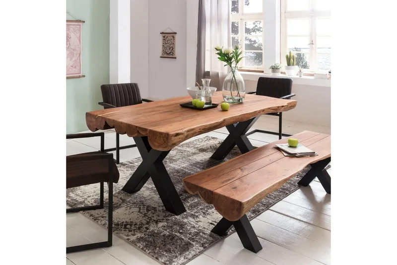 Matbord Wohnling Köksbord i massivt trä med trädstam, lantlig stil - Möbler - Matplats - Matbord & köksbord
