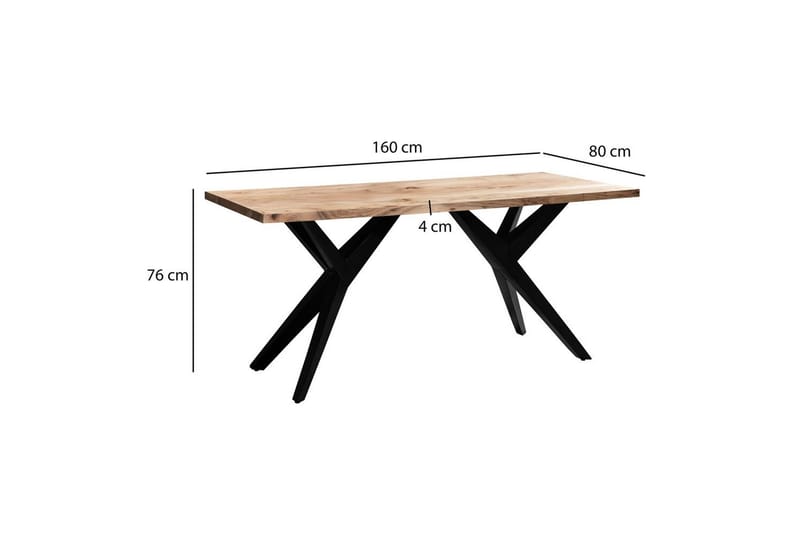 Matbord Wohnling massivt trä industriell loft snedställda metallbensram 160x80 cm - 160x80 cm - Möbler - Matplats - Matgrupp & matbord med stolar