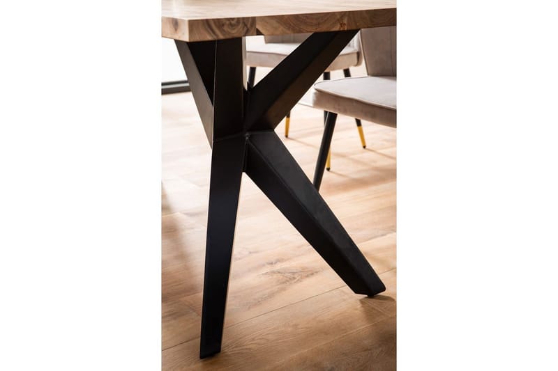 Matbord Wohnling massivt trä industriell loft snedställda metallbensram 200x100 cm - 200x100 cm - Möbler - Matplats - Matgrupp & matbord med stolar