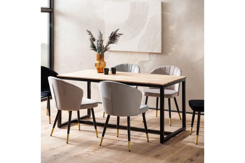 Matbord Wohnling massivt trä industriell loftstil metallbensram 140x80 cm - 140x80 cm - Möbler - Matplats - Matbord & köksbord