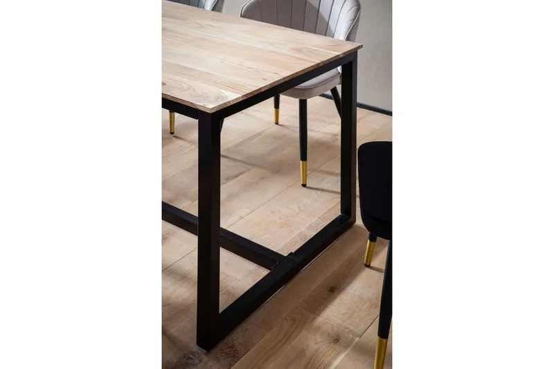 Matbord Wohnling massivt trä industriell loftstil metallbensram 140x80 cm - 140x80 cm - Möbler - Matplats - Matbord & köksbord