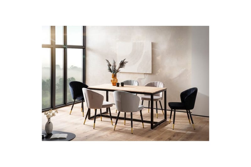 Matbord Wohnling massivt trä industriell loftstil metallbensram 160x80 cm - 160x80 cm - Möbler - Matplats - Matbord & köksbord