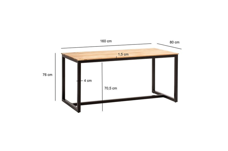 Matbord Wohnling massivt trä industriell loftstil metallbensram 160x80 cm - 160x80 cm - Möbler - Matplats - Matbord & köksbord