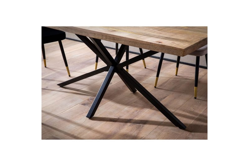 Matbord Wohnling massivt trä med kryssfot i metall, industriell stil 160x80 cm - 160x80 cm - Möbler - Matplats - Matgrupp & matbord med stolar