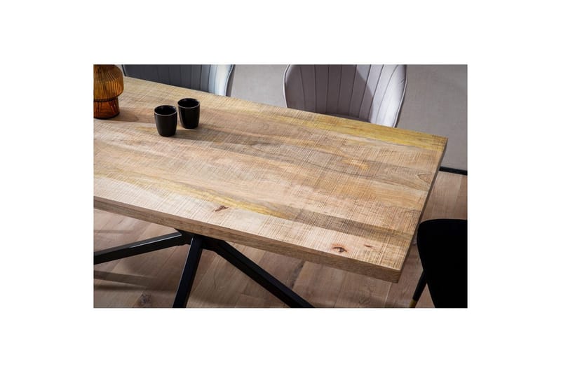 Matbord Wohnling massivt trä med kryssfot i metall, industriell stil 180x90 cm - 180x90 cm - Möbler - Matplats - Matgrupp & matbord med stolar