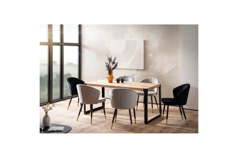Matbord Wohnling massivt trä med raka metallben, industriell loftstil 120x60 cm - 120x60 cm - Möbler - Matplats - Matgrupp & matbord med stolar