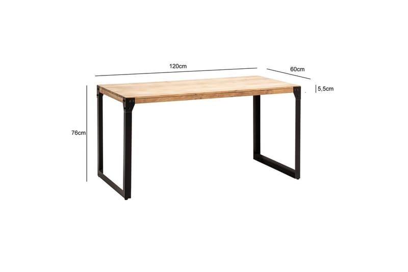 Matbord Wohnling massivt trä med raka metallben, industriell loftstil 120x60 cm - 120x60 cm - Möbler - Matplats - Matgrupp & matbord med stolar