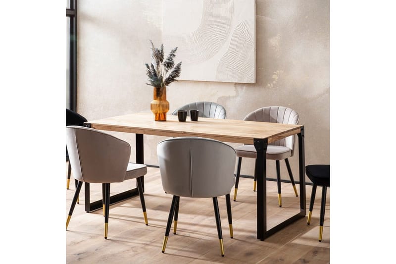 Matbord Wohnling massivt trä med raka metallben, industriell loftstil 120x60 cm - 120x60 cm - Möbler - Matplats - Matgrupp & matbord med stolar