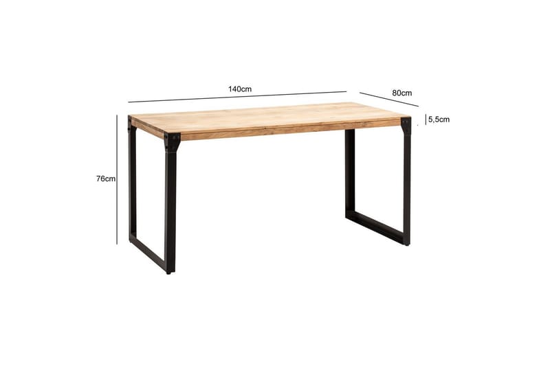 Matbord Wohnling massivt trä med raka metallben, industriell loftstil 140x80 cm - 140x80 cm - Möbler - Matplats - Matgrupp & matbord med stolar
