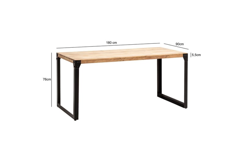 Matbord Wohnling massivt trä med raka metallben, industriell loftstil 180x90 cm - 180x90 cm - Möbler - Matplats - Matgrupp & matbord med stolar