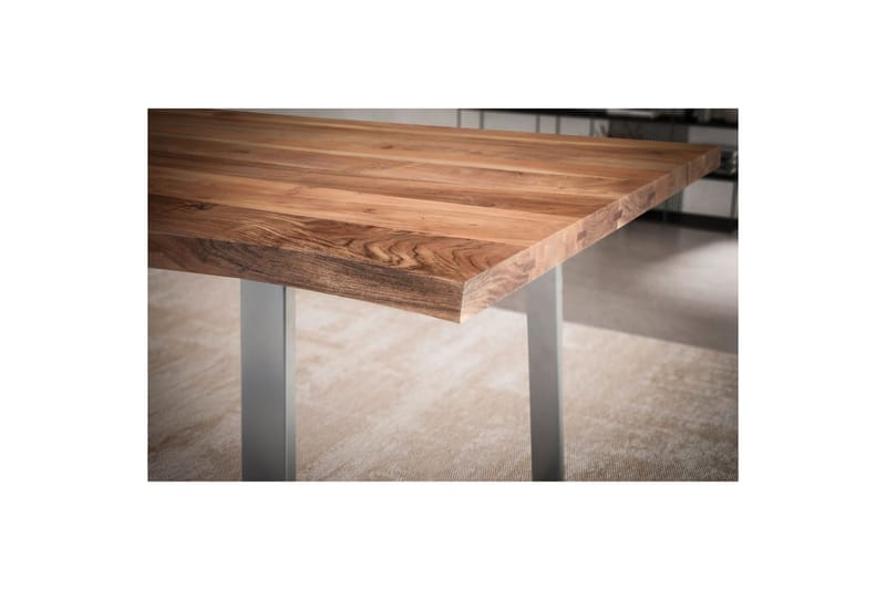 Matbord Wohnling Massivt trä med trädkanter, rektangulär, lantlig stil Silver, Rak, 200x100 cm - Silver, Rak, 200x100 cm - Möbler - Matplats - Matgrupp & matbord med stolar