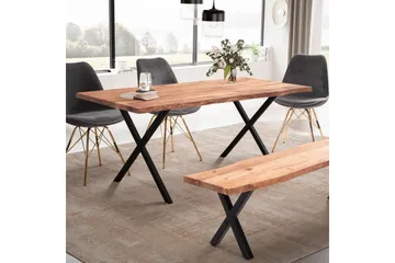 Matbord Wohnling Massivt trä med trädkanter, rektangulär, lantlig stil Svart, korsad, 120x60 cm - Svart, korsad, 120x60 cm - Möbler - Matplats - Matbord & köksbord
